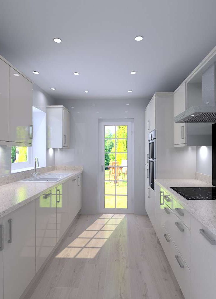 CAD galley kitchen design by Janus Interiors Bingley for new kitchen in Eldwick
